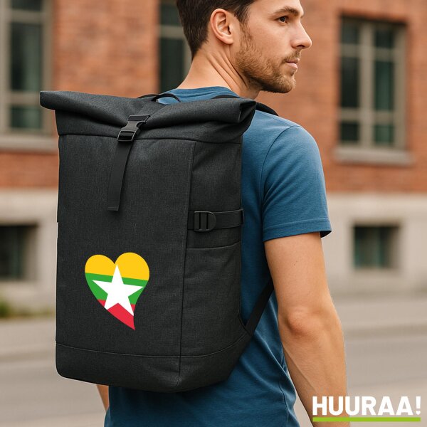 Kurierrucksack Myanmar Flagge Herz 30-44 Liter Black Melange