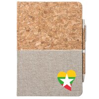 Notizbuch A5 Myanmar Flagge Herz 80 Blatt inkl....