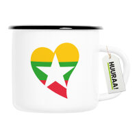 Emaille Tasse Myanmar Flagge Herz 300ml Vintage