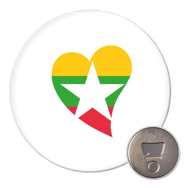 Magnet Myanmar Flagge Herz 59mm Kühlschrankmagnet
