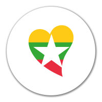 Aufkleber Myanmar Flagge Herz 10cm rund