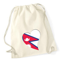 Turnbeutel Nepal Flagge Herz 12 Liter