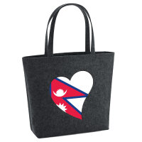 Filz Shopper Nepal Flagge Herz 22 Liter