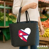Filz Shopper Nepal Flagge Herz 22 Liter