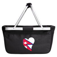 Einkaufskorb faltbar Nepal Flagge Herz 20 Liter Black