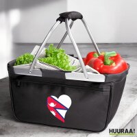 Einkaufskorb faltbar Nepal Flagge Herz 20 Liter Black