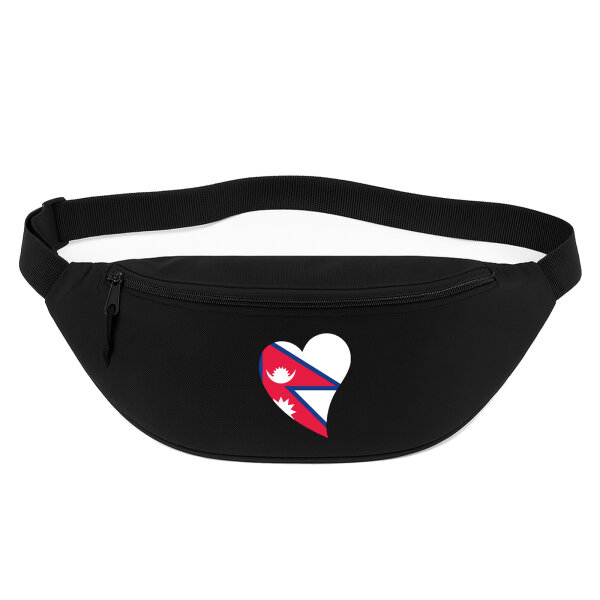 Bauchtasche Nepal Flagge Herz 2,5 Liter Black