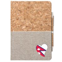 Notizbuch A5 Nepal Flagge Herz 80 Blatt inkl. Kugelschreiber