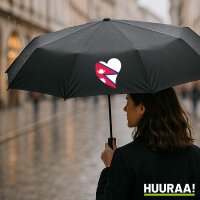 Regenschirm Nepal Flagge Herz 98cm Schwarz