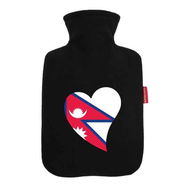Wärmflasche Nepal Flagge Herz