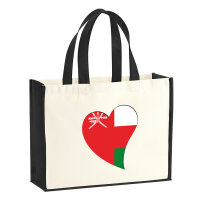 Jutetasche Oman Flagge Herz 21 Liter Black
