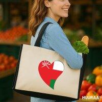 Jutetasche Oman Flagge Herz 21 Liter Black
