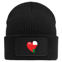 Beanie mit Patch Oman Flagge Herz Black
