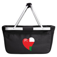 Einkaufskorb faltbar Oman Flagge Herz 20 Liter Black