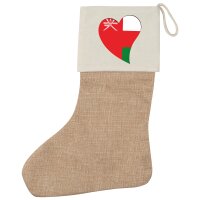 Weihnachtsstrumpf Oman Flagge Herz Beige Jute