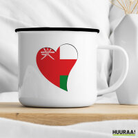 Emaille Tasse Oman Flagge Herz 300ml Vintage