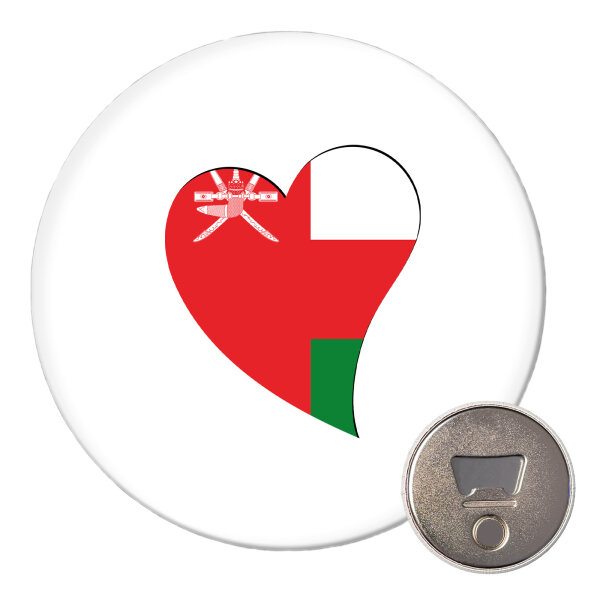Magnet Oman Flagge Herz 59mm Kühlschrankmagnet