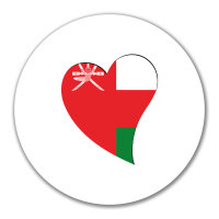Aufkleber Oman Flagge Herz 10cm rund