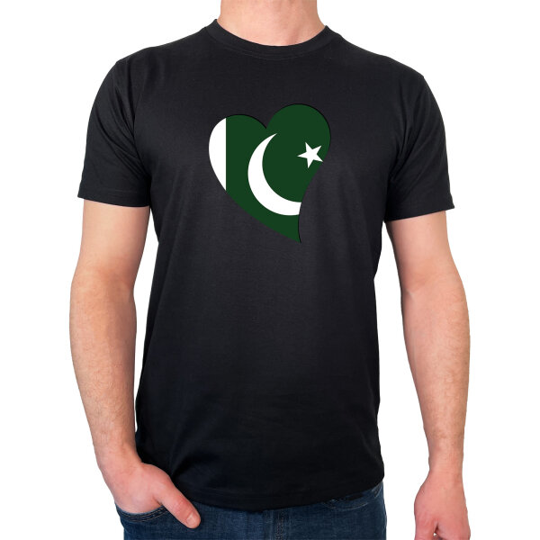 Herren T-Shirt Pakistan Flagge Herz
