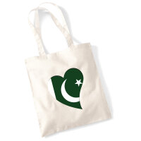Jutebeutel Pakistan Flagge Herz 10 Liter