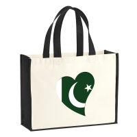 Jutetasche Pakistan Flagge Herz 21 Liter Black