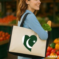 Jutetasche Pakistan Flagge Herz 21 Liter Black