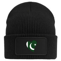 Beanie mit Patch Pakistan Flagge Herz Black