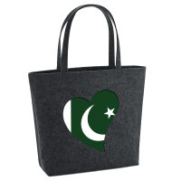 Filz Shopper Pakistan Flagge Herz 22 Liter