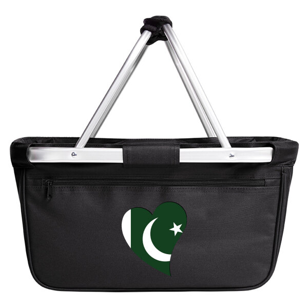 Einkaufskorb faltbar Pakistan Flagge Herz 20 Liter Black
