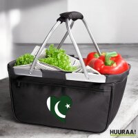 Einkaufskorb faltbar Pakistan Flagge Herz 20 Liter Black