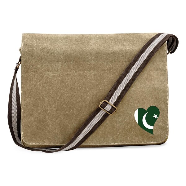 Umhängetasche Pakistan Flagge Herz 14 Liter