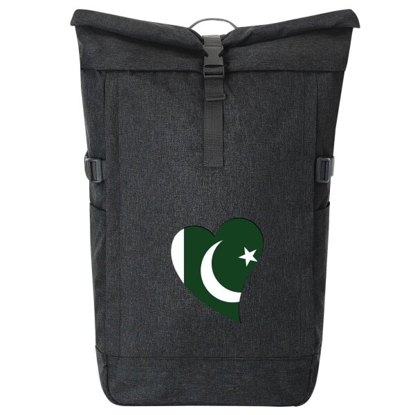 Kurierrucksack Pakistan Flagge Herz 30-44 Liter Black Melange