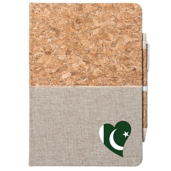 Notizbuch A5 Pakistan Flagge Herz 80 Blatt inkl. Kugelschreiber