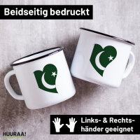Emaille Tasse Pakistan Flagge Herz 300ml Vintage