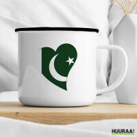Emaille Tasse Pakistan Flagge Herz 300ml Vintage