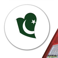 Aufkleber Pakistan Flagge Herz 10cm rund