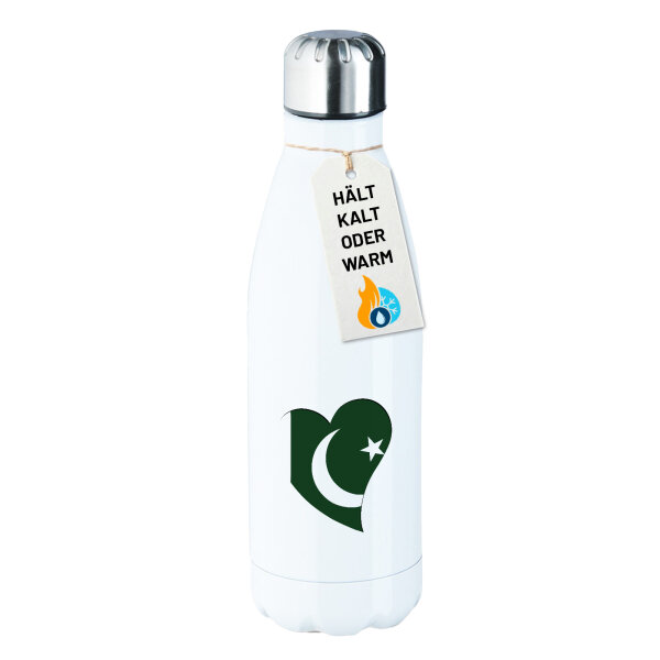 Trinkflasche Pakistan Flagge Herz 500ml Edelstahl Wasserflasche