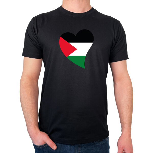 Herren T-Shirt Palästina Flagge Herz