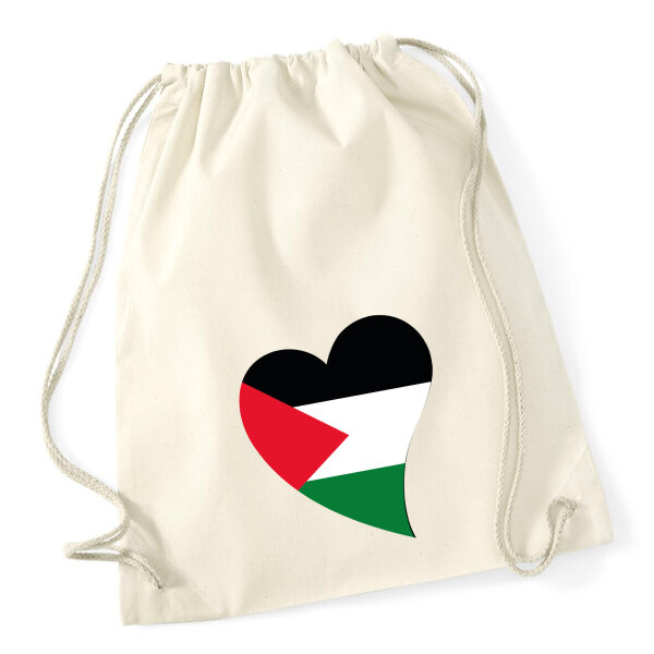 Turnbeutel Palästina Flagge Herz 12 Liter