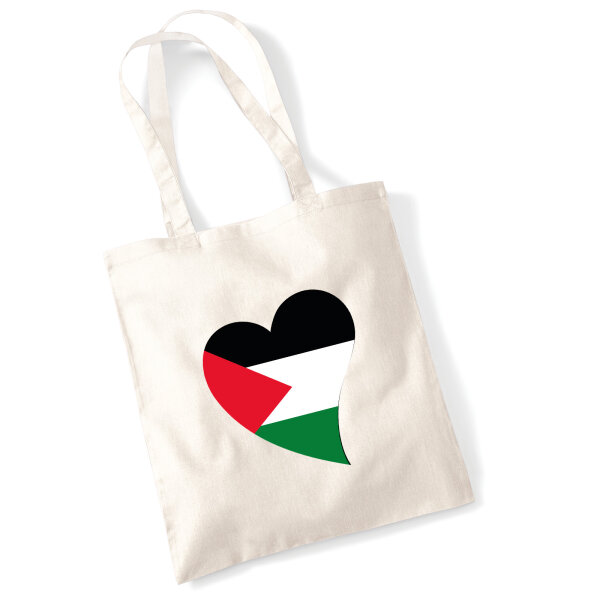 Jutebeutel Palästina Flagge Herz 10 Liter