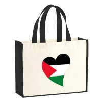 Jutetasche Pal&auml;stina Flagge Herz 21 Liter Black