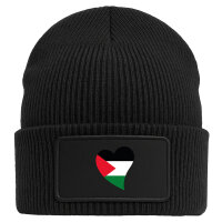 Beanie mit Patch Palästina Flagge Herz Black