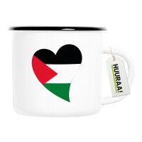 Emaille Tasse Pal&auml;stina Flagge Herz 300ml Vintage