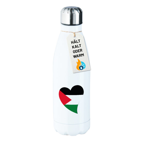 Trinkflasche Palästina Flagge Herz 500ml Edelstahl Wasserflasche