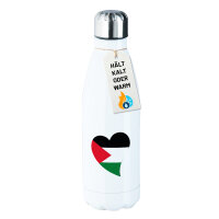 Trinkflasche Palästina Flagge Herz 500ml Edelstahl Wasserflasche