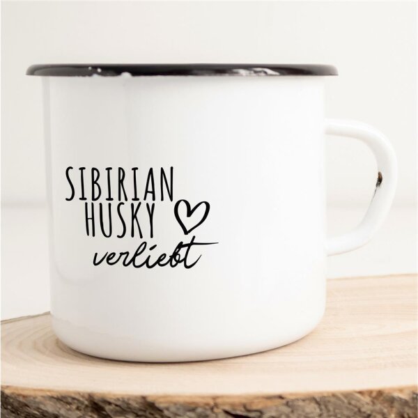 Emaille Tasse Sibirian Husky Vintage 300ml