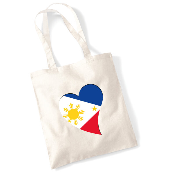 Jutebeutel Philippinen Flagge Herz 10 Liter