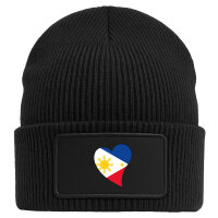 Beanie mit Patch Philippinen Flagge Herz Black