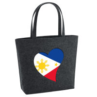 Filz Shopper Philippinen Flagge Herz 22 Liter