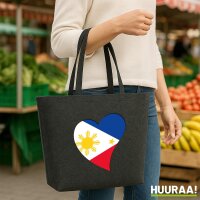 Filz Shopper Philippinen Flagge Herz 22 Liter